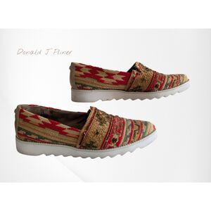 Donald J Pliner Balisp Loafers 7M Boho Tapestry Beaded Slip On Flats